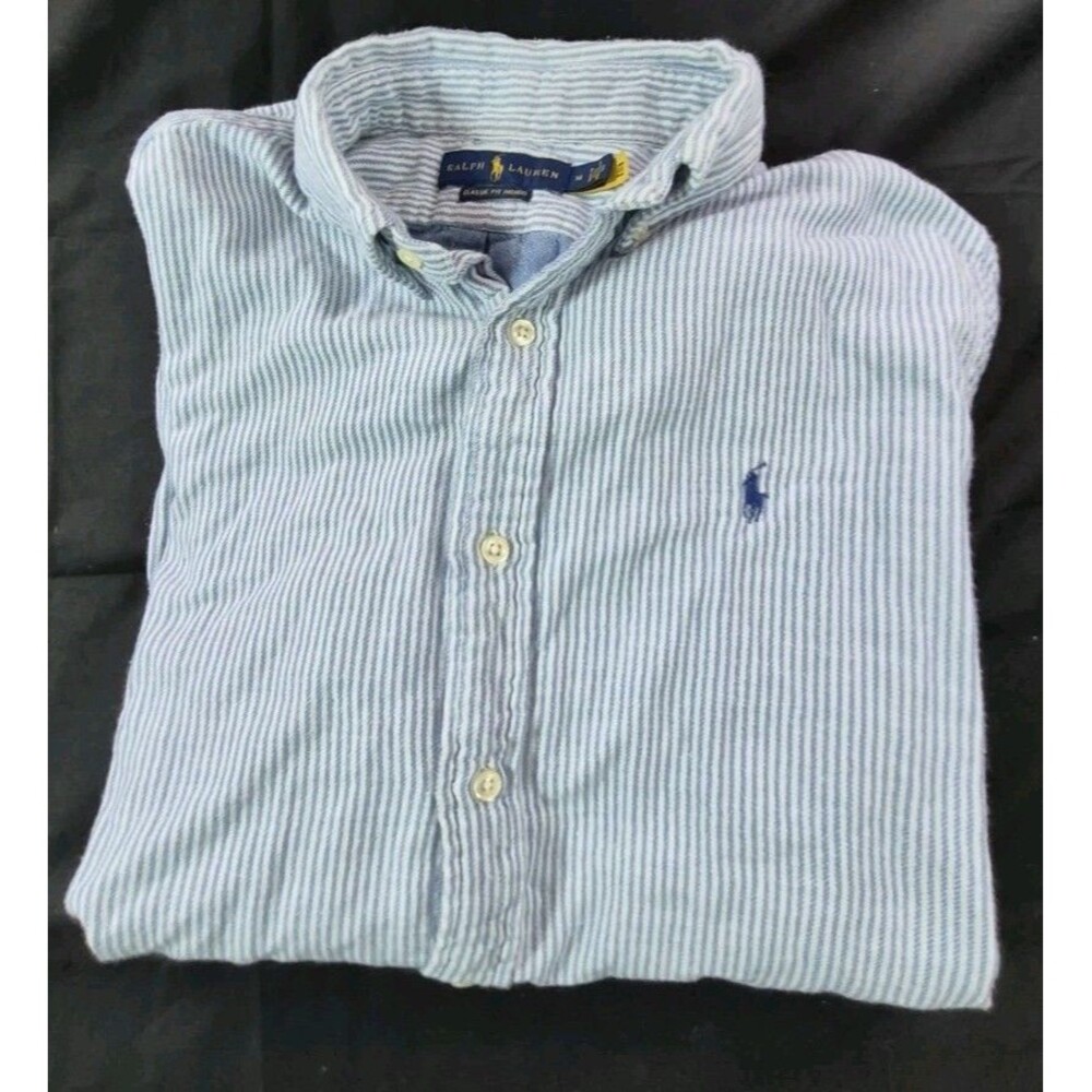 Polo Ralph Lauren Classic Fit Indigo Chambray Shirt Men's Size M Navy Striped
